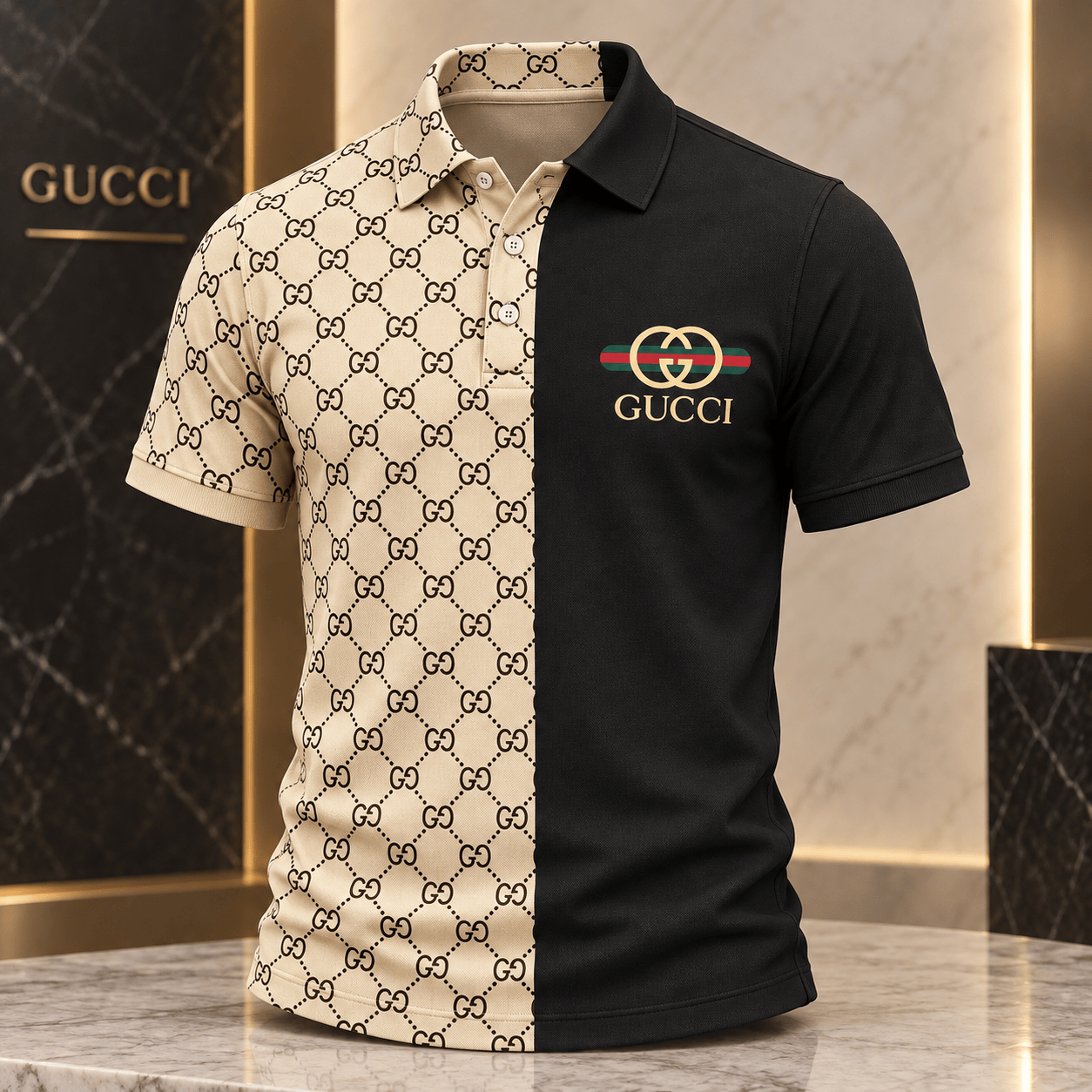 Gucci | Split Monogram Lattice Polo Shirt Winter 2026 Drop