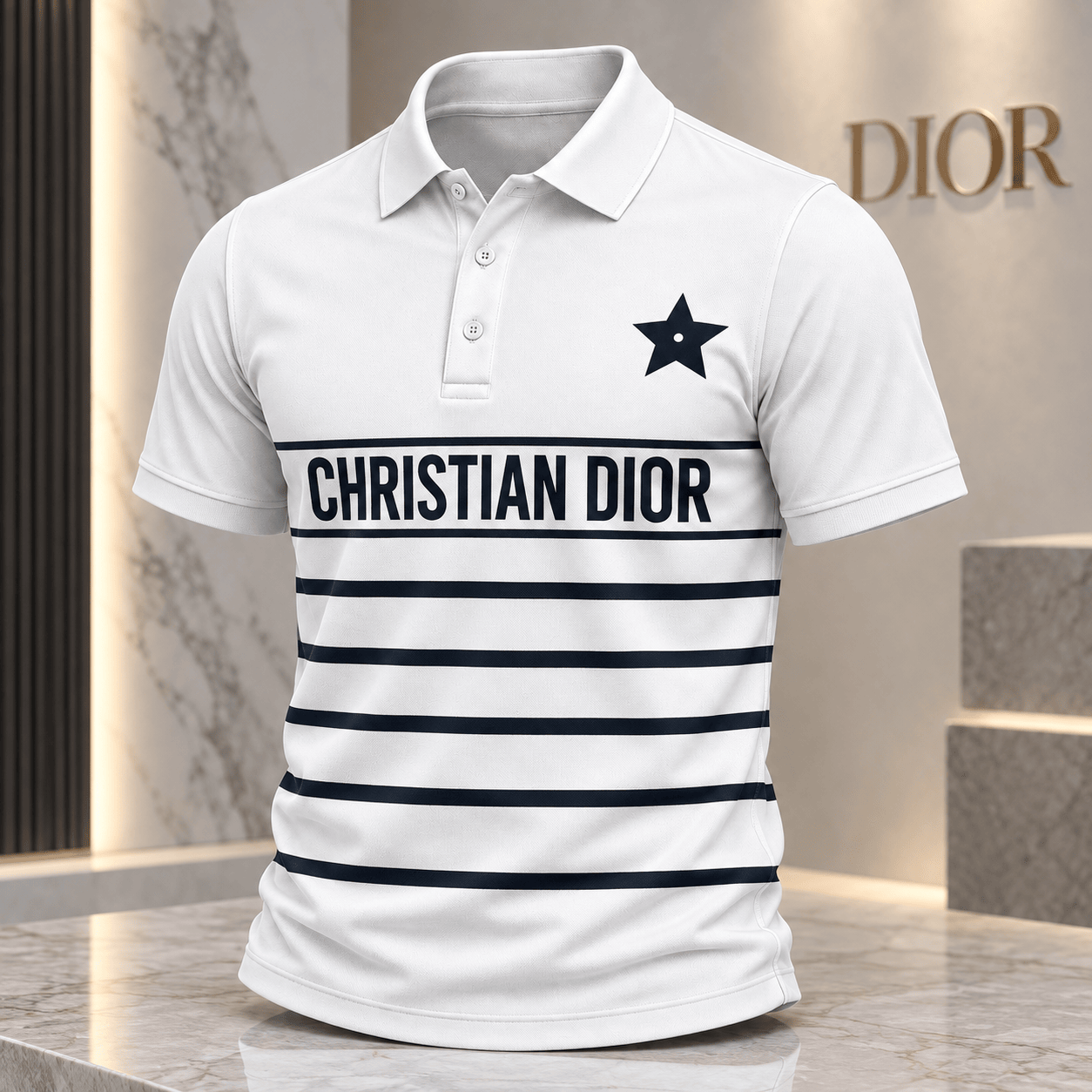 Dior | Star Stripe Graphic Polo Shirt Christmas 2026 Edition