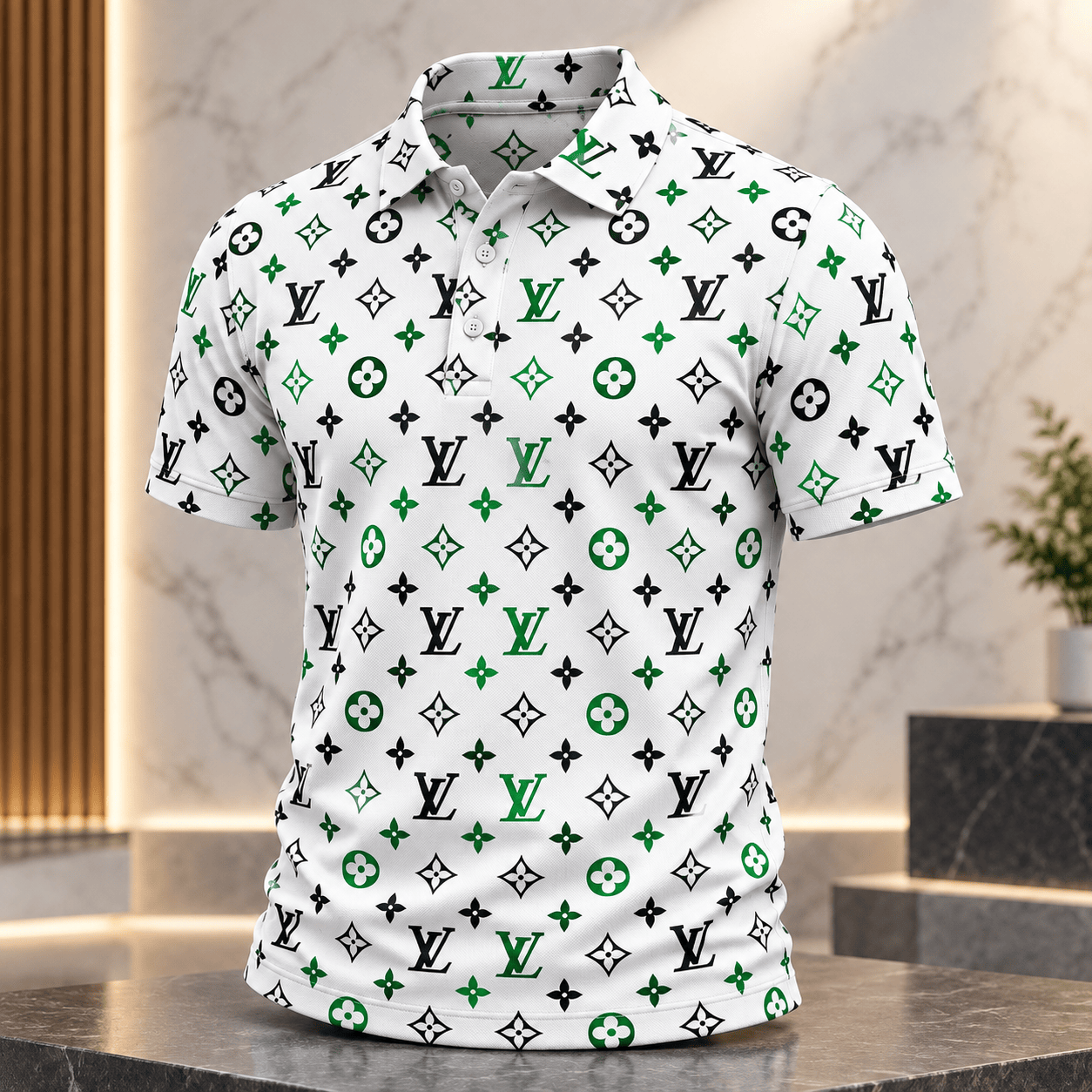 Louis Vuitton | Emerald Monogram Print Polo Shirt Thanksgiving 2026 Collection