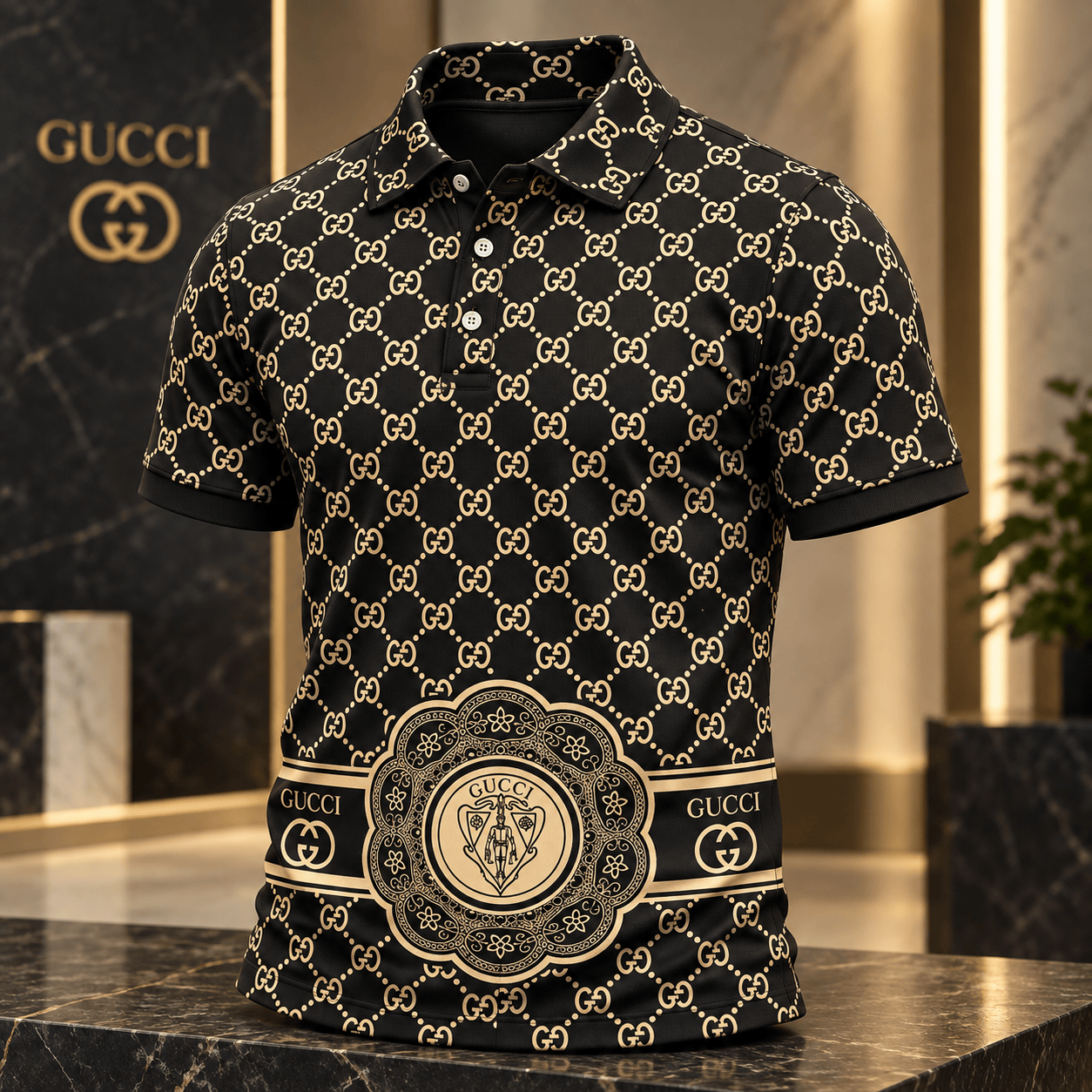 Gucci | Monogram Lattice Medallion Polo Shirt Winter 2026 Drop