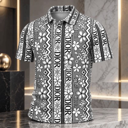 Dior | Monochrome Floral Stripe Polo Shirt Christmas 2026 Edition