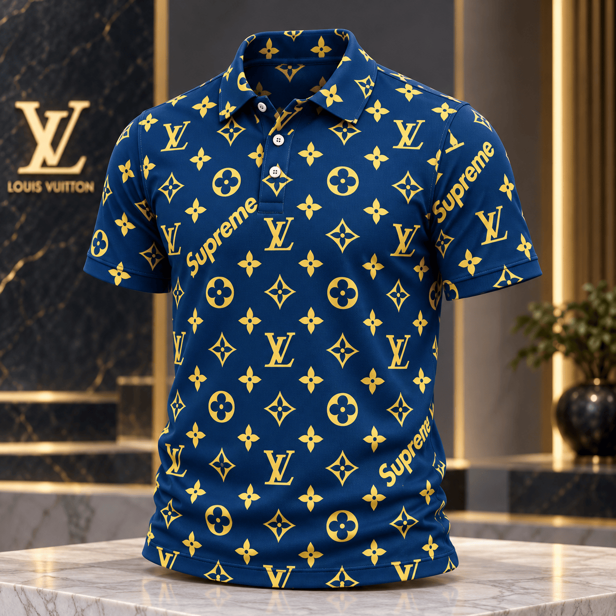 Louis Vuitton | Gold Monogram Wordmark Print Polo Shirt Black Friday 2026 Collection