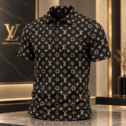 Louis Vuitton | Black Gold Monogram Print Polo Shirt Year-End 2026 Collection