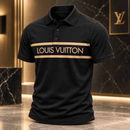 Louis Vuitton | Gold Double Stripe Wordmark Polo Shirt Year-End 2026 Collection