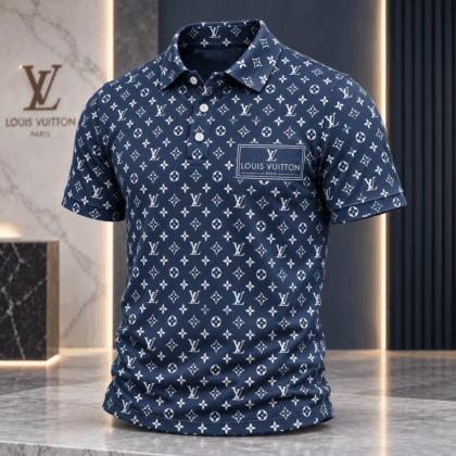 Louis Vuitton | Navy Monogram Print Polo Shirt Year-End 2026 Collection