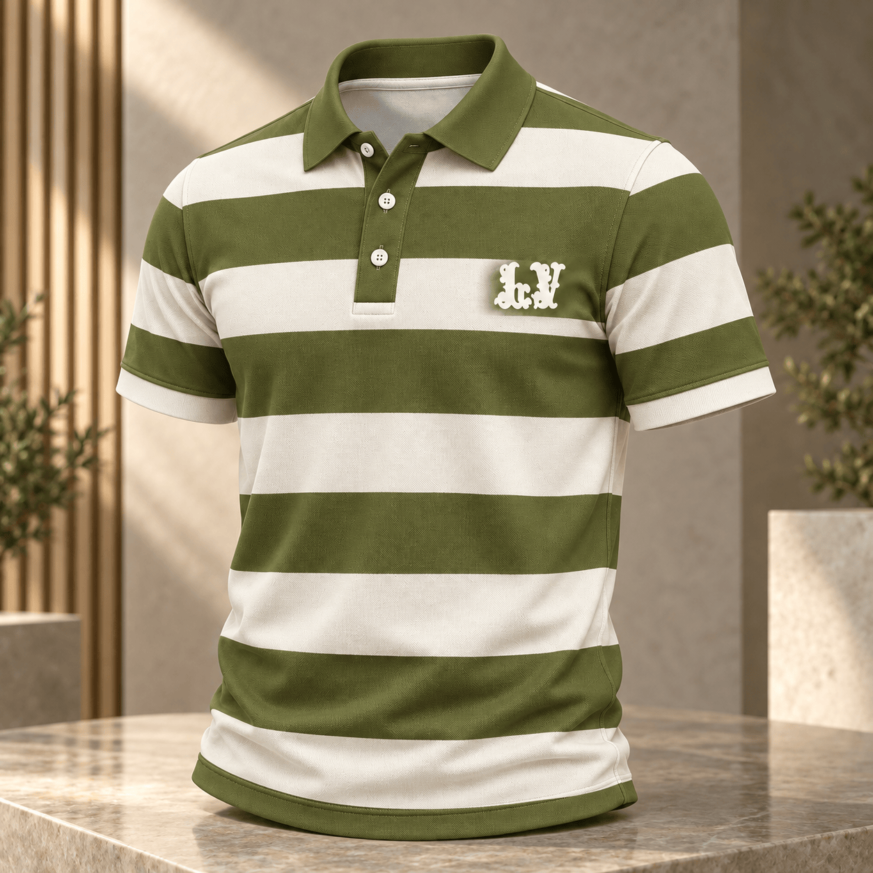Louis Vuitton | Olive Ivory Rugby Stripe Polo Shirt Year-End 2026 Collection