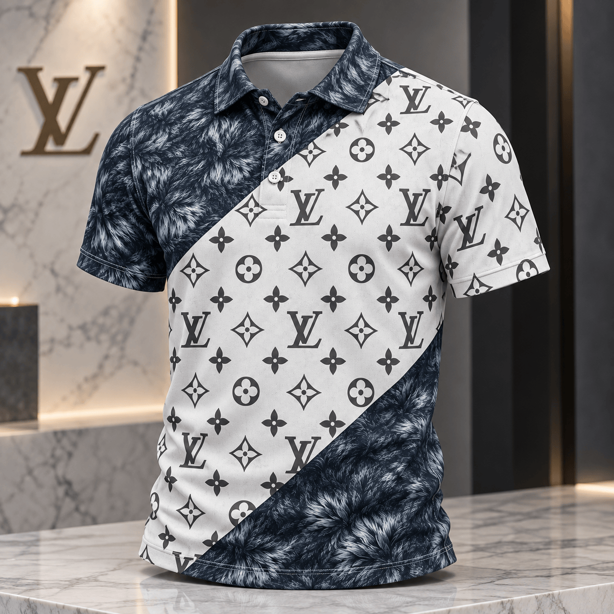 Louis Vuitton | Diagonal Monogram Feather Print Polo Shirt Year-End 2026 Collection