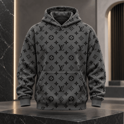 Louis Vuitton | Charcoal Monogram Print Hoodie Fall 2026 Collection