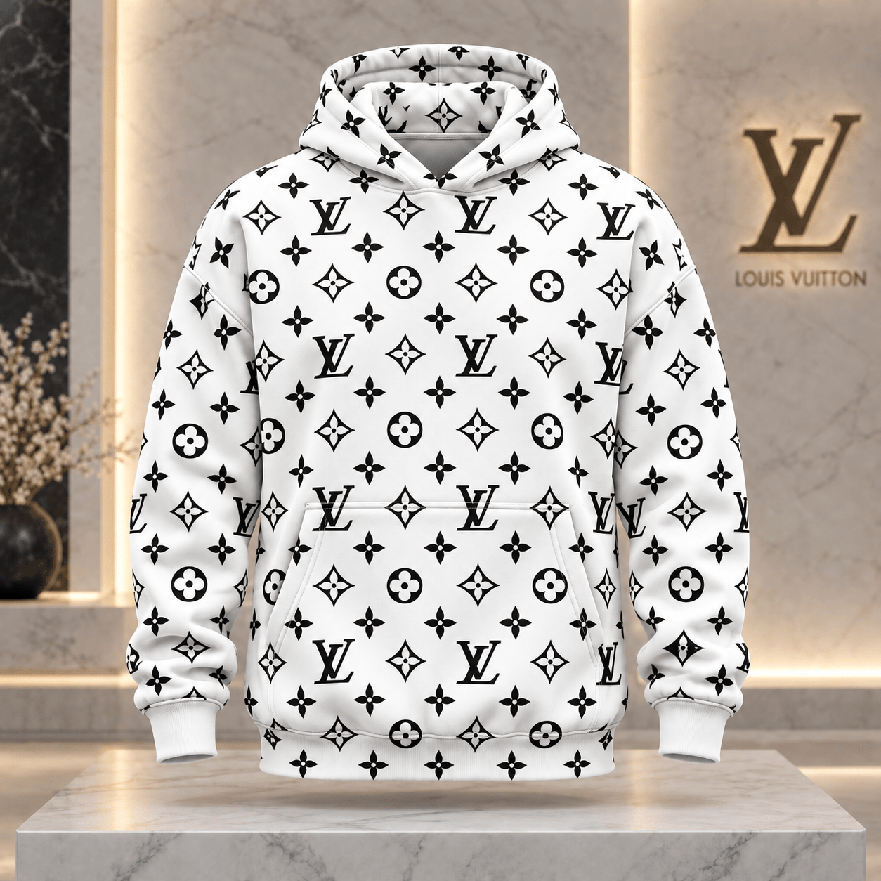 Louis Vuitton | Monochrome Monogram Print Hoodie Fall 2026 Collection
