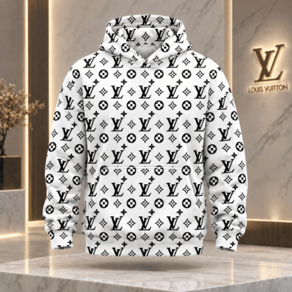 Louis Vuitton | Black Monogram Allover Print Hoodie Fall 2026 Collection