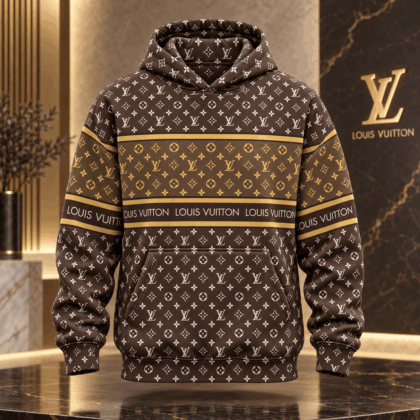 Louis Vuitton | Gold Stripe Monogram Print Hoodie Fall 2026 Collection