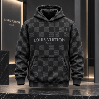 Louis Vuitton | Graphite Checkerboard Logo Hoodie Fall 2026 Collection