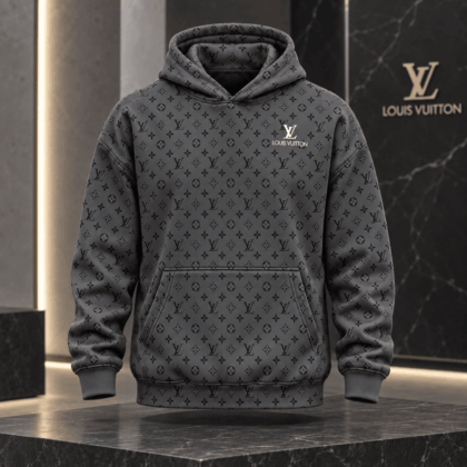 Louis Vuitton | Charcoal Monogram Print Hoodie Winter 2026 Collection