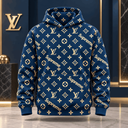 Louis Vuitton | Navy Gold Crossover Monogram Hoodie Winter 2026 Collection