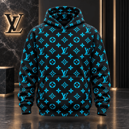 Louis Vuitton | Electric Blue Monogram Print Hoodie Winter 2026 Collection