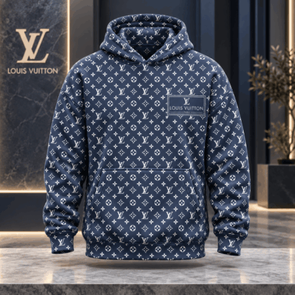 Louis Vuitton | Navy Allover Monogram Hoodie Winter 2026 Collection