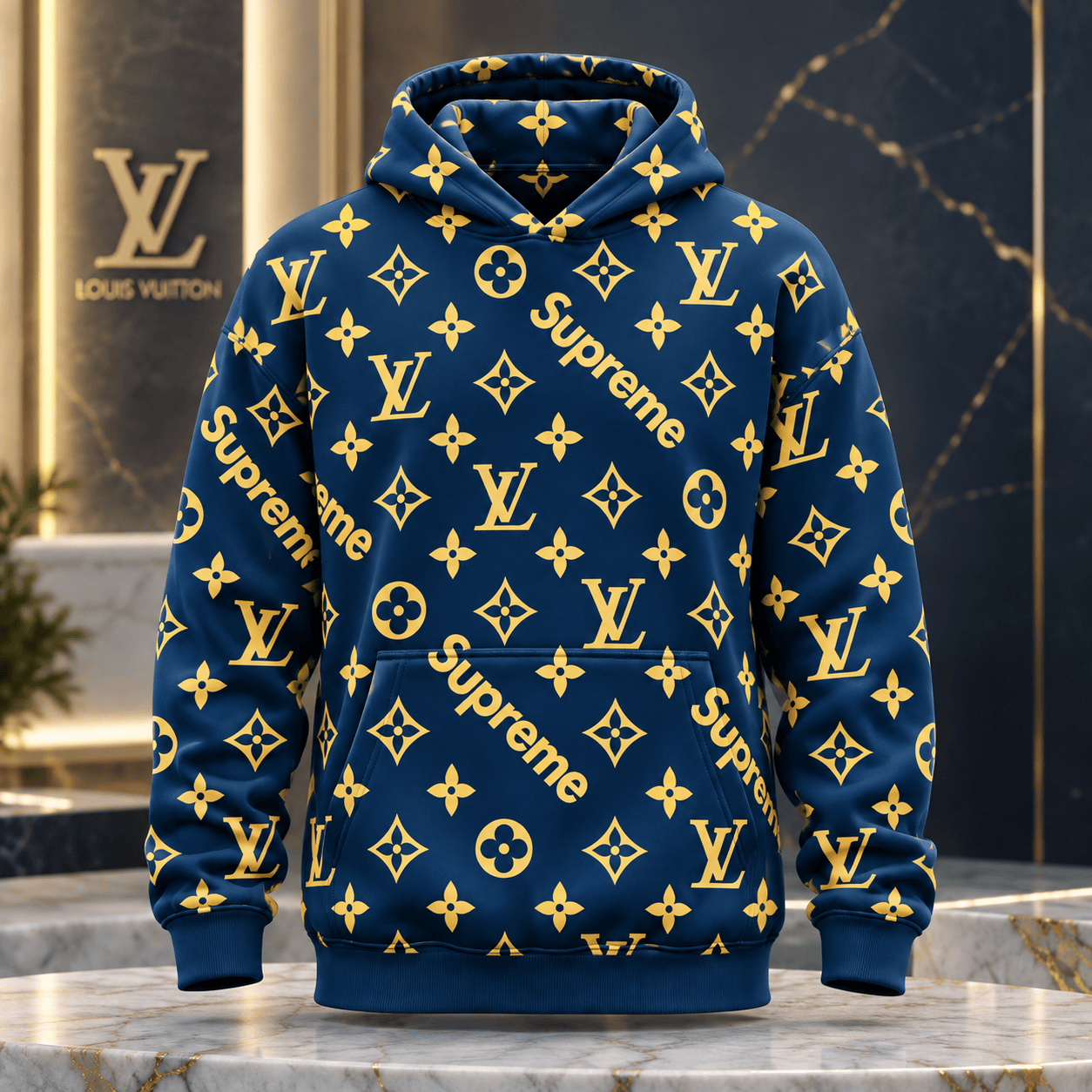 Louis Vuitton | Gold Monogram Wordmark Print Hoodie Holiday 2026 Collection
