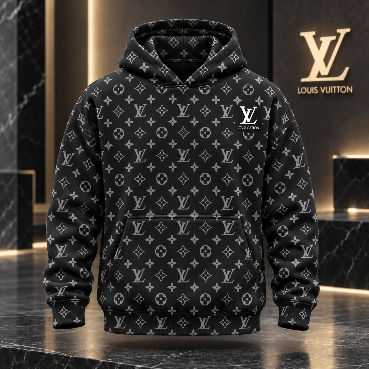 Louis Vuitton | Monochrome Monogram Print Hoodie Holiday 2026 Collection