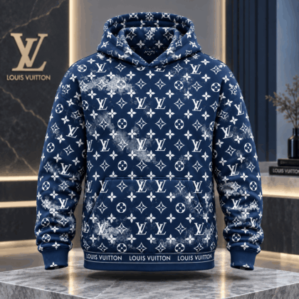 Louis Vuitton | Distressed Navy Monogram Hoodie Holiday 2026 Collection
