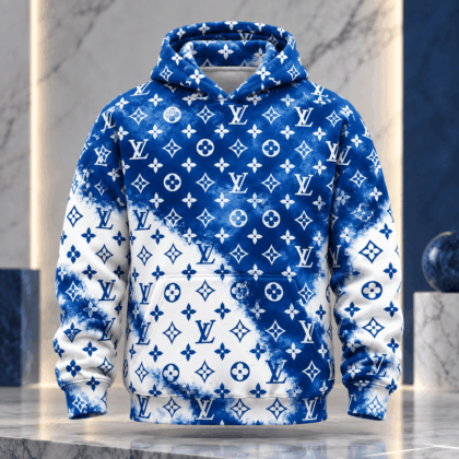 Louis Vuitton | Blue Bleached Monogram Print Hoodie Holiday 2026 Collection