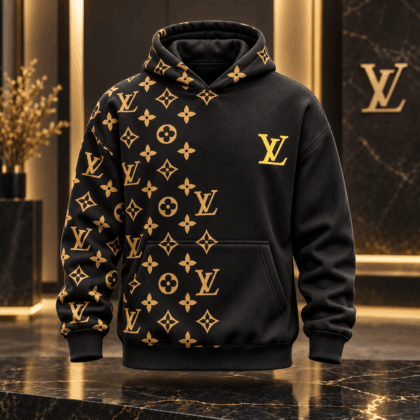 Louis Vuitton | Asymmetric Gold Monogram Hoodie Holiday 2026 Collection