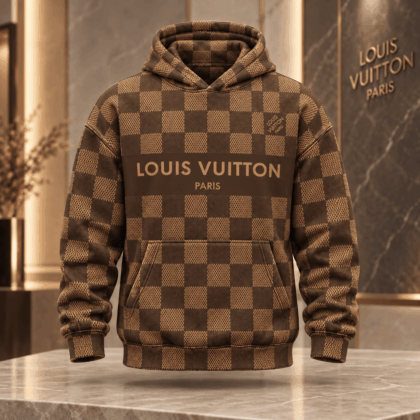 Louis Vuitton | Brown Checkerboard Logo Print Hoodie Holiday 2026 Collection