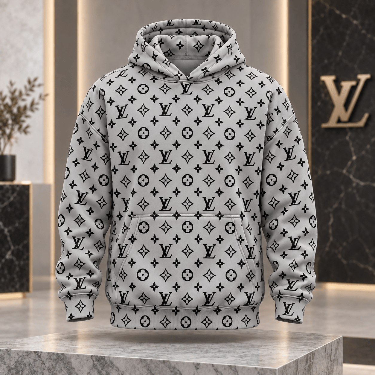 Louis Vuitton | Monochrome Monogram Print Hoodie Holiday 2026 Collection