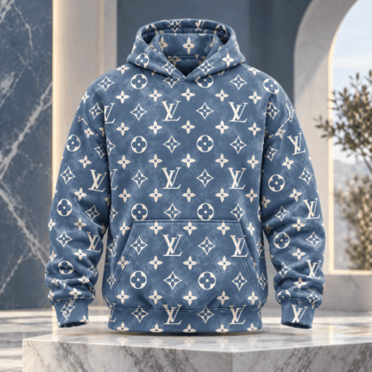 Louis Vuitton | Blue Oversized Monogram Print Hoodie Holiday 2026 Collection