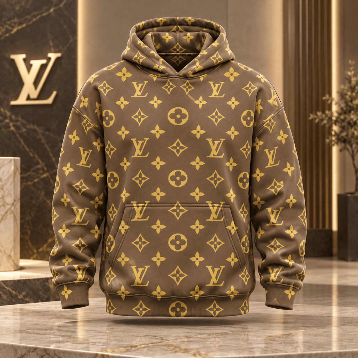 Louis Vuitton | Golden Monogram Print Hoodie Christmas 2026 Collection