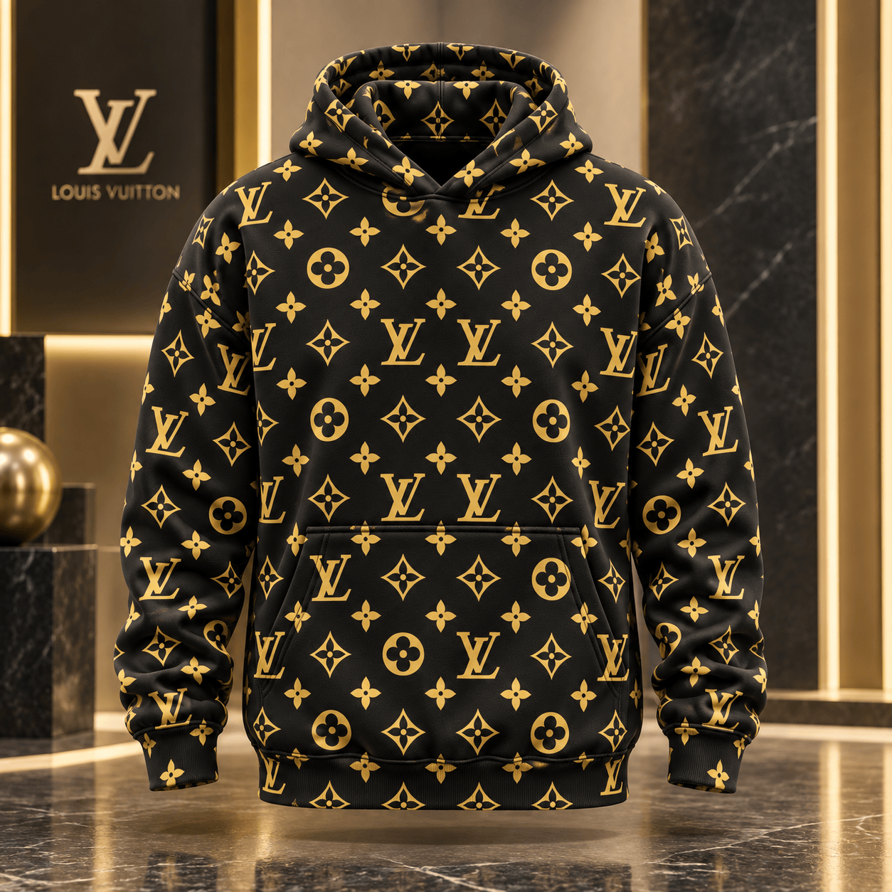 Louis Vuitton | Golden Monogram Print Hoodie Christmas 2026 Collection