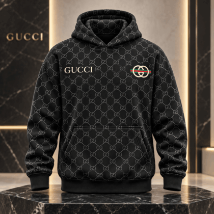 Gucci | Black Monogram Stripe Hoodie Fall 2026 Drop
