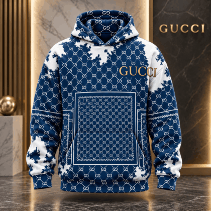 Gucci | Indigo Monogram Bandana Hoodie Fall 2026 Drop
