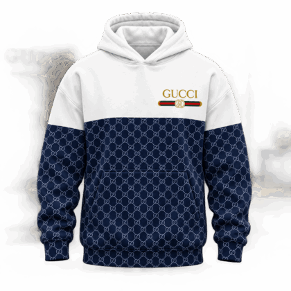 Gucci | Navy Monogram Colorblock Hoodie Fall 2026 Drop
