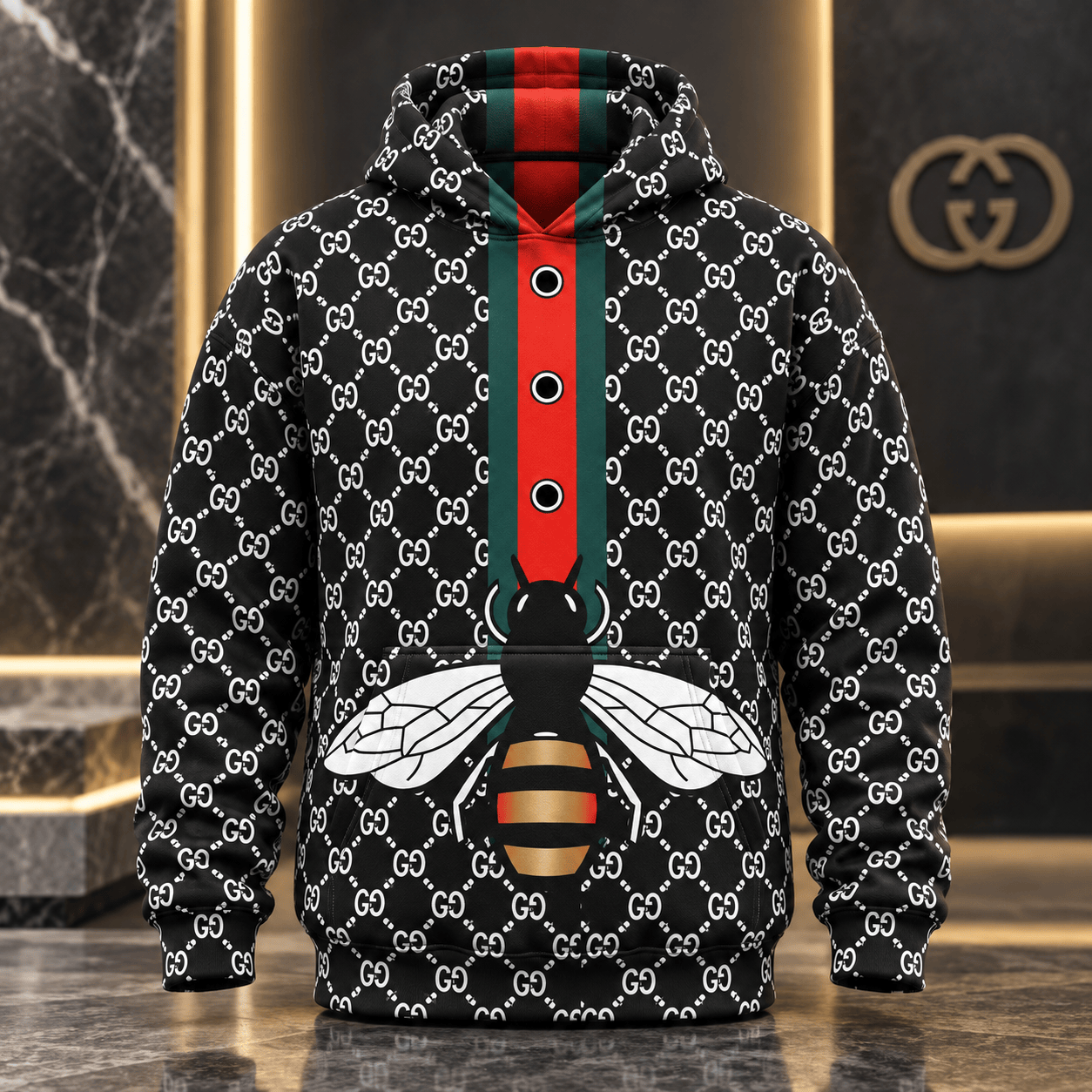 Gucci | Monogram Bee Stripe Hoodie Fall 2026 Drop