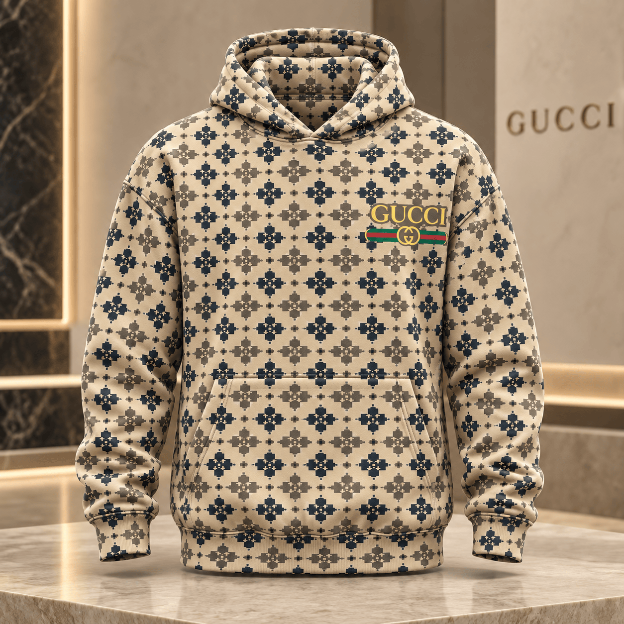 Gucci | Geometric Floral Tile Print Hoodie Fall 2026 Drop