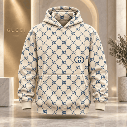 Gucci | Blue Monogram Diamond Lattice Hoodie Winter 2026 Drop