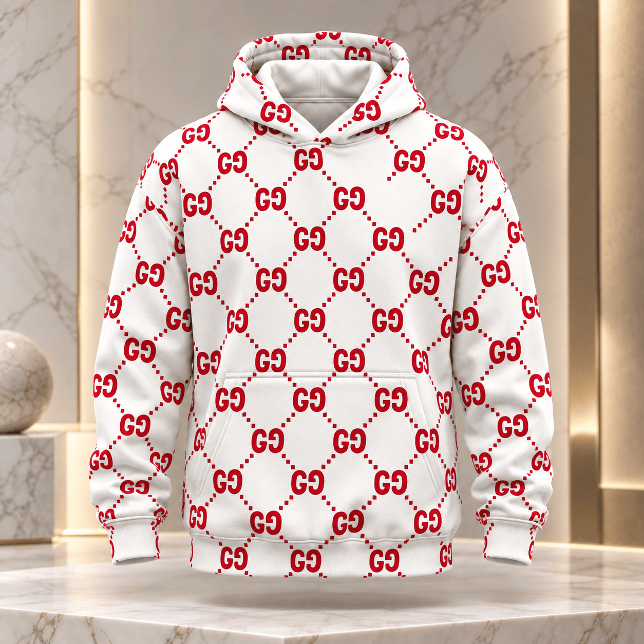 Gucci | Red Monogram Lattice Hoodie Winter 2026 Drop