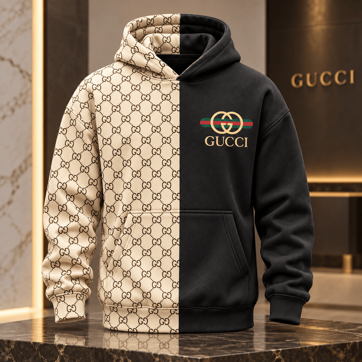 Gucci | Split Monogram Lattice Hoodie Winter 2026 Drop