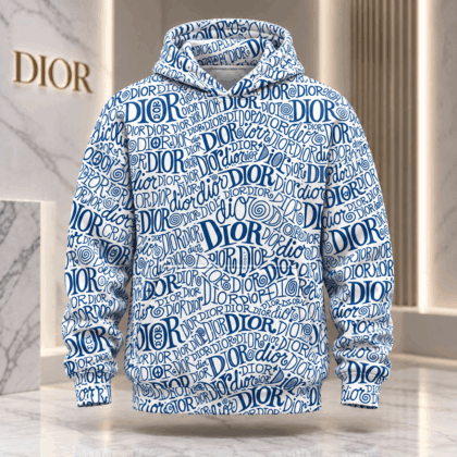 Dior | Blue Typographic Collage Hoodie Fall 2026 Edition