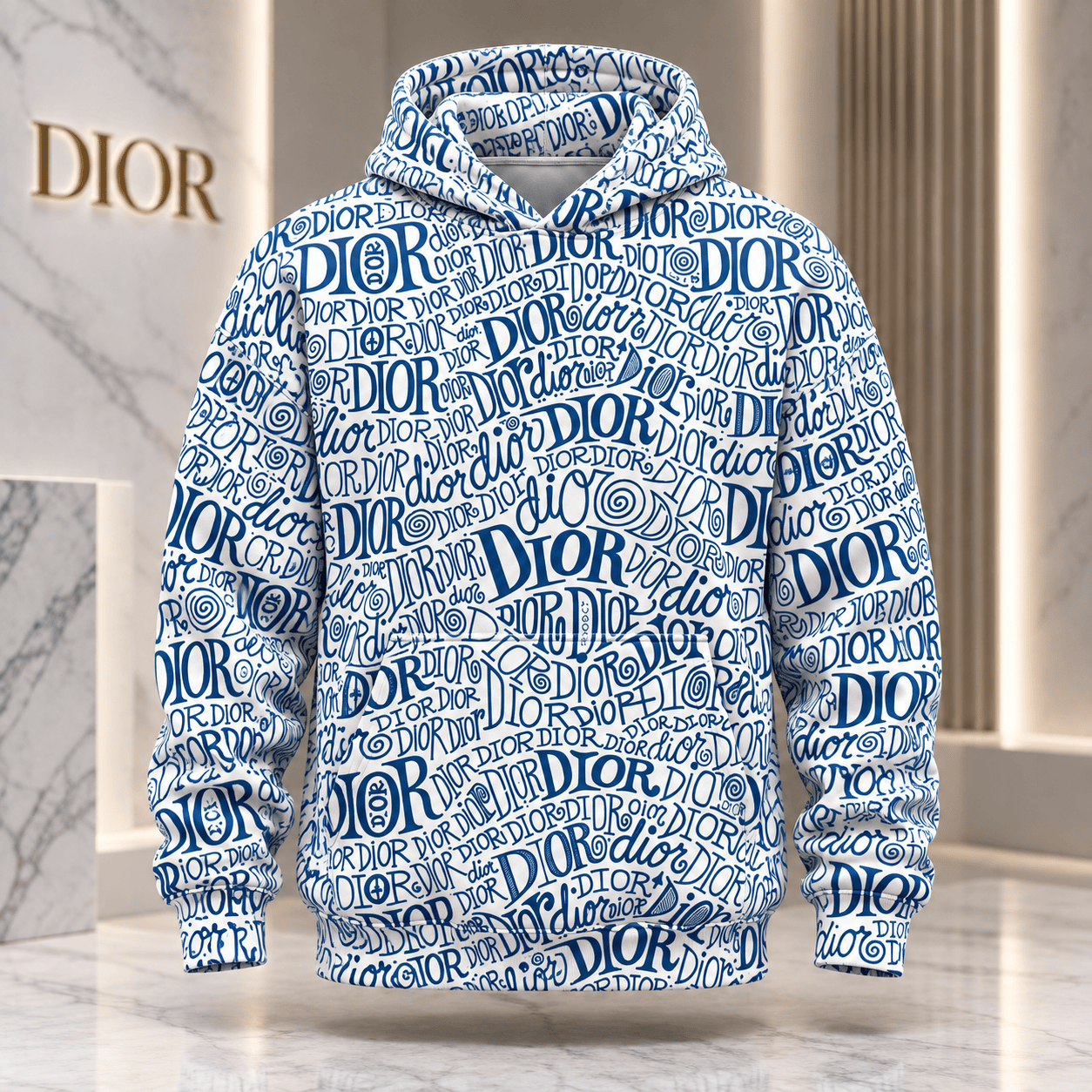Dior | Blue Typographic Collage Hoodie Fall 2026 Edition