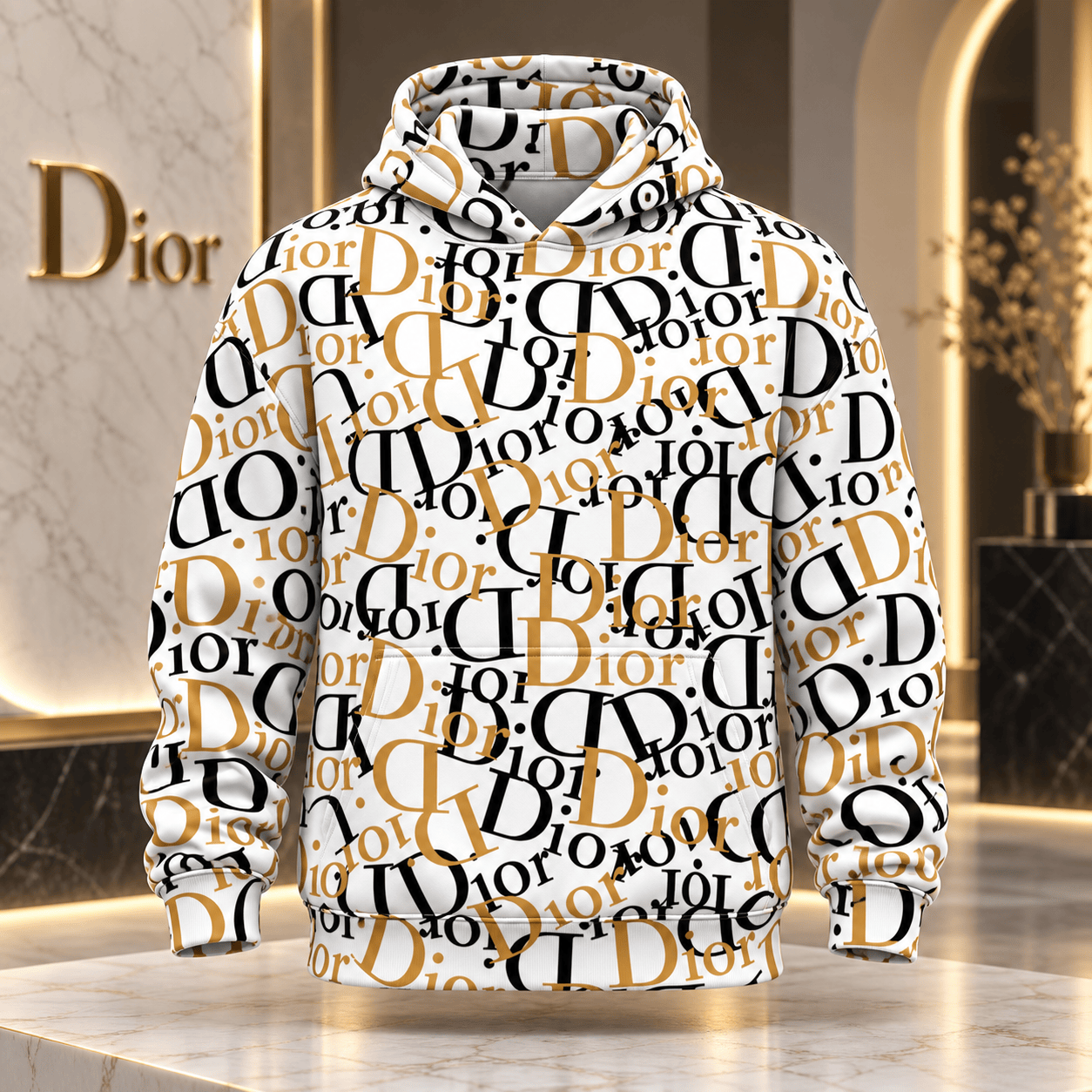 Dior | Black Gold Typographic Print Hoodie Winter 2026 Edition