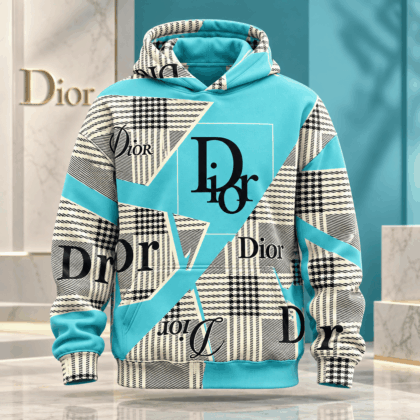 Dior | Turquoise Plaid Patchwork Hoodie Winter 2026 Edition