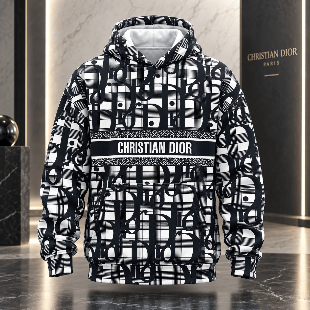 Dior | Monogram Plaid Print Hoodie Winter 2026 Edition