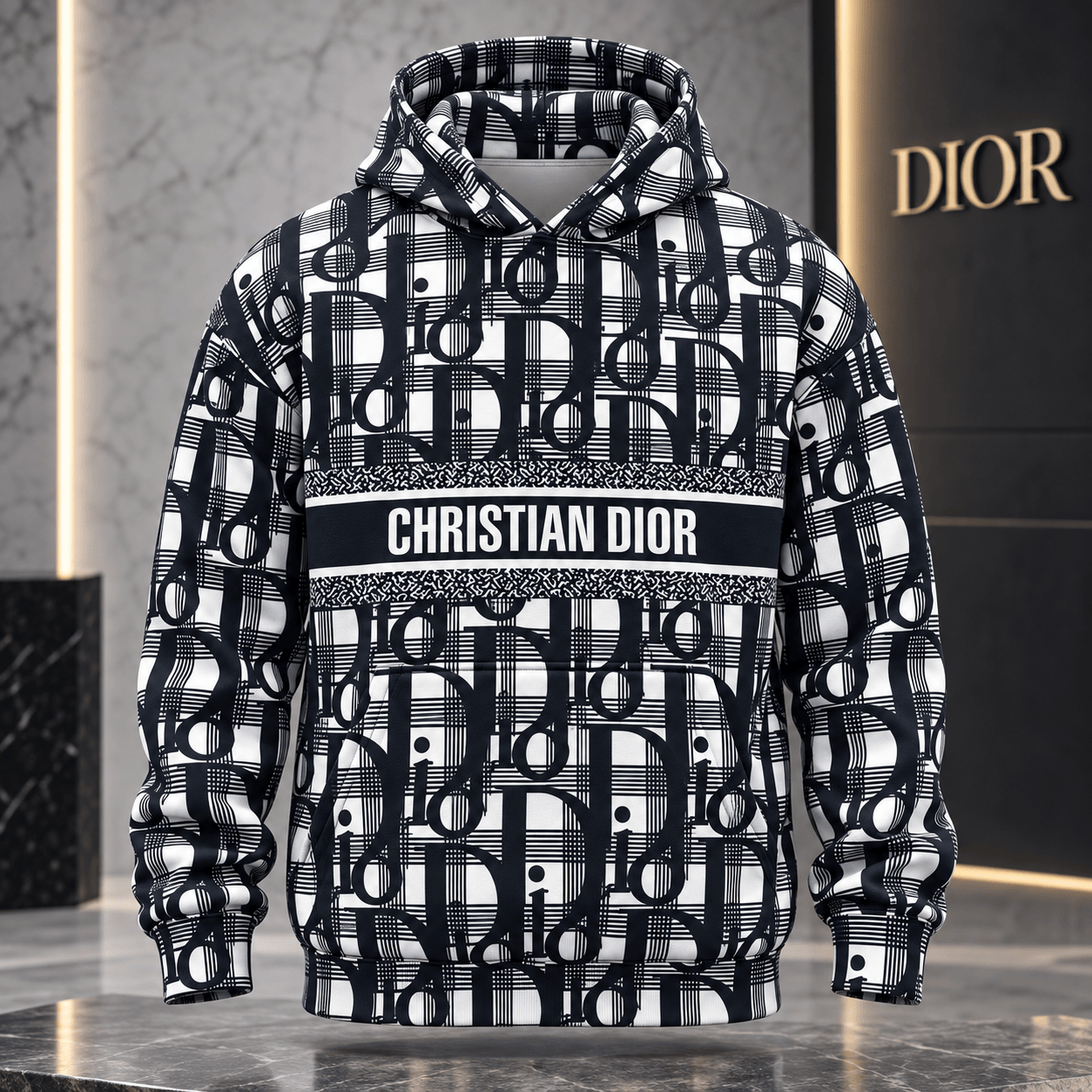 Dior | Geometric Monogram Check Hoodie Winter 2026 Edition