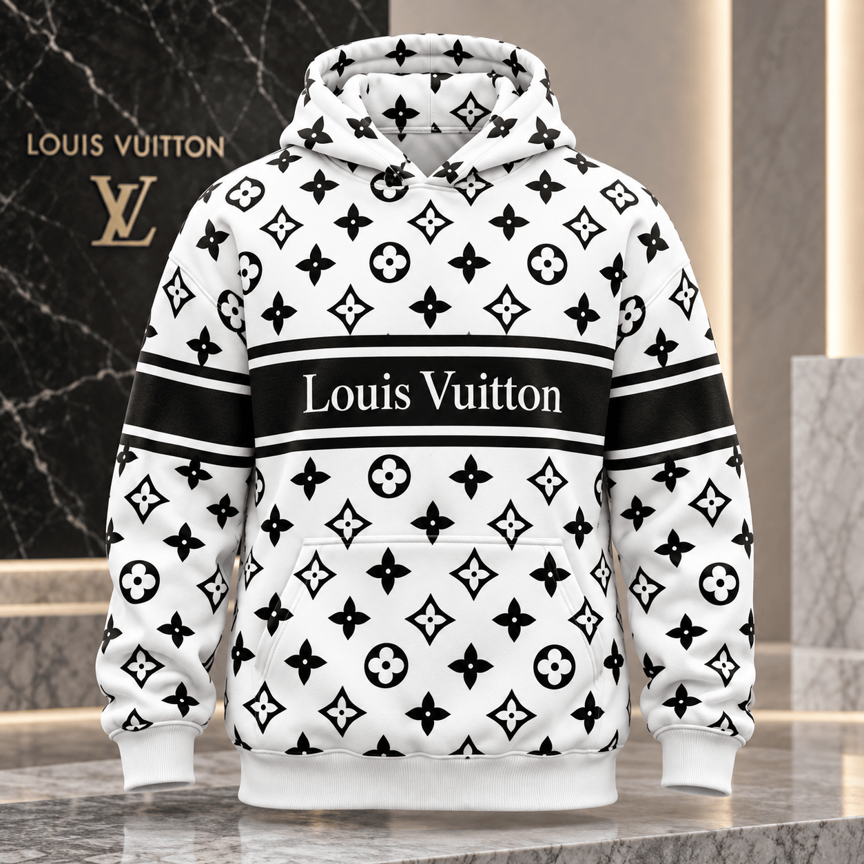 Louis Vuitton | Monochrome Monogram Stripe Hoodie Year-End 2026 Collection