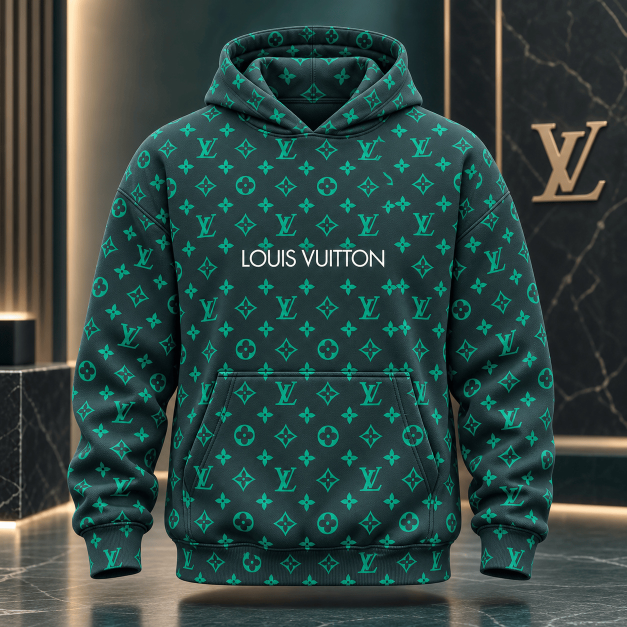 Louis Vuitton | Emerald Monogram Print Hoodie Year-End 2026 Collection