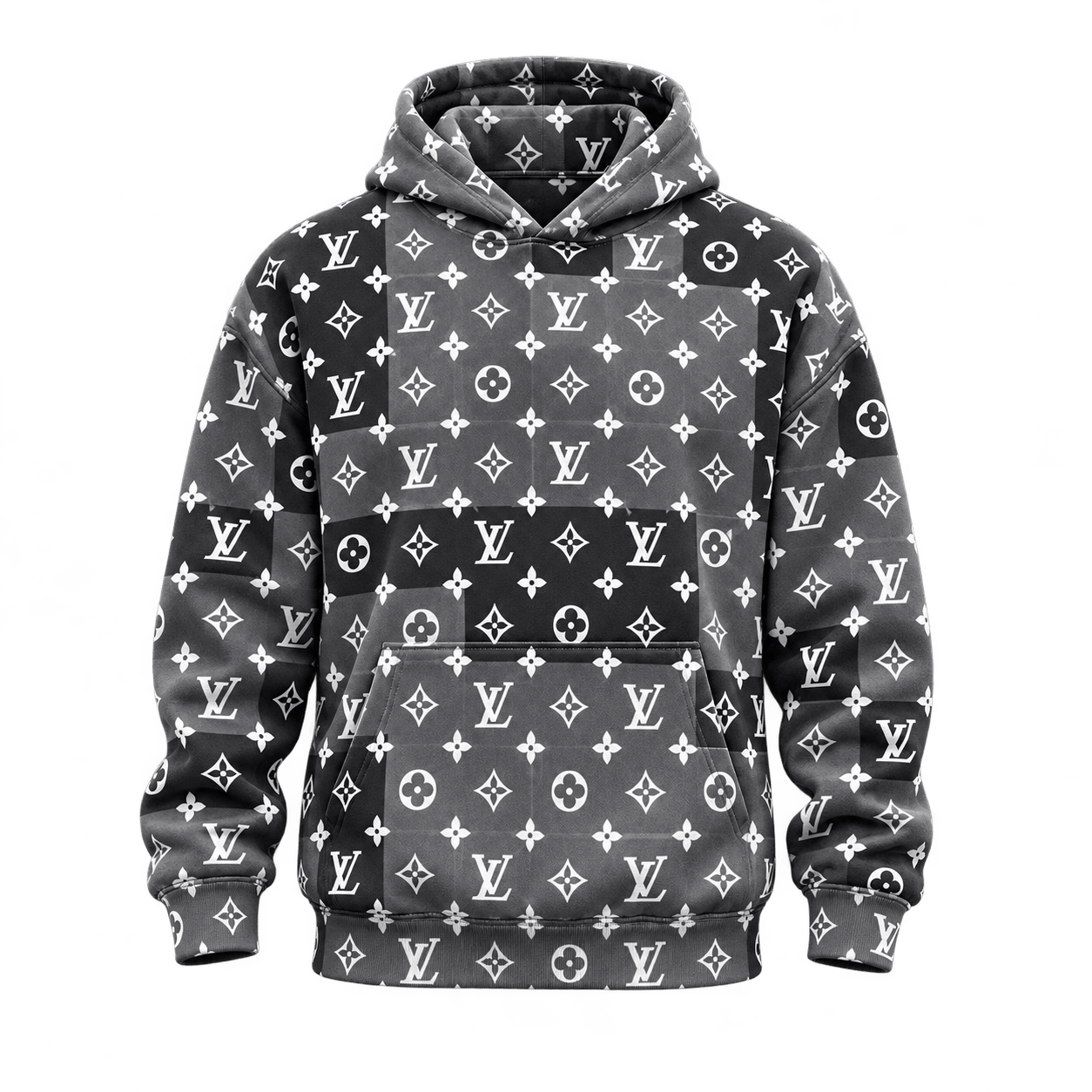 Louis Vuitton | Grayscale Patchwork Monogram Hoodie Year-End 2026 Collection