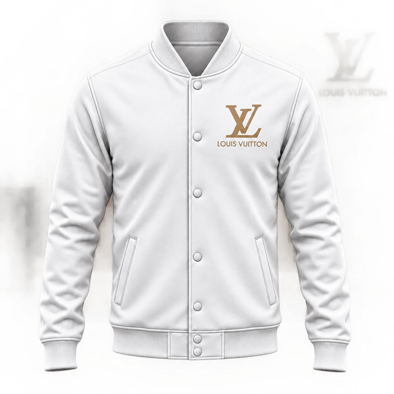 Louis Vuitton | Gold Monogram Emblem Baseball Jacket Fall 2026 Collection