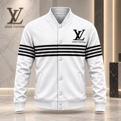 Louis Vuitton | Monochrome Quad Stripe Baseball Jacket Fall 2026 Collection