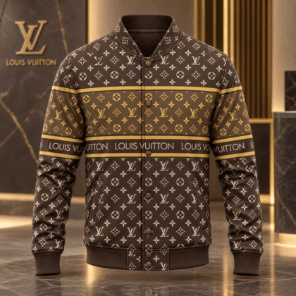 Louis Vuitton | Gold Stripe Monogram Baseball Jacket Fall 2026 Collection